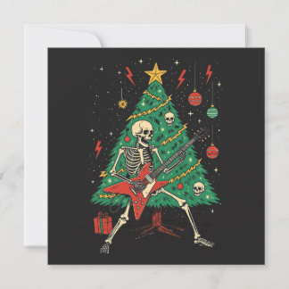 Christmas Skeleton Guitarist Holiday Card