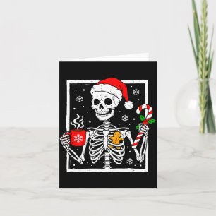 Christmas Skeleton Hat Santa Coffee Candy Cane Xma Card