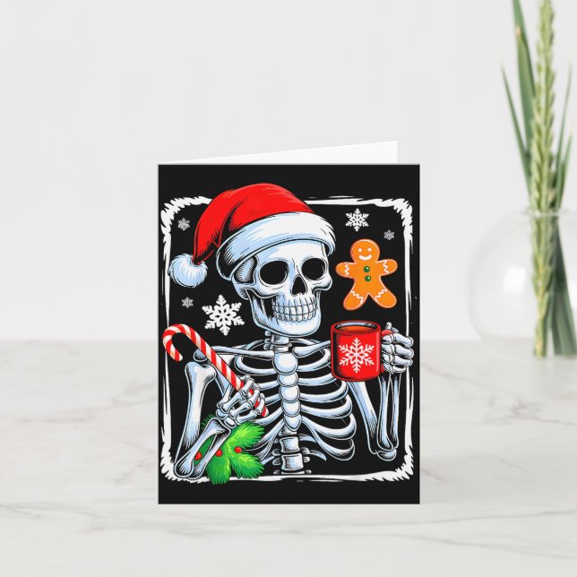 Christmas Skeleton Hot Chocolate Funny Xmas Men Wo Card (Front)
