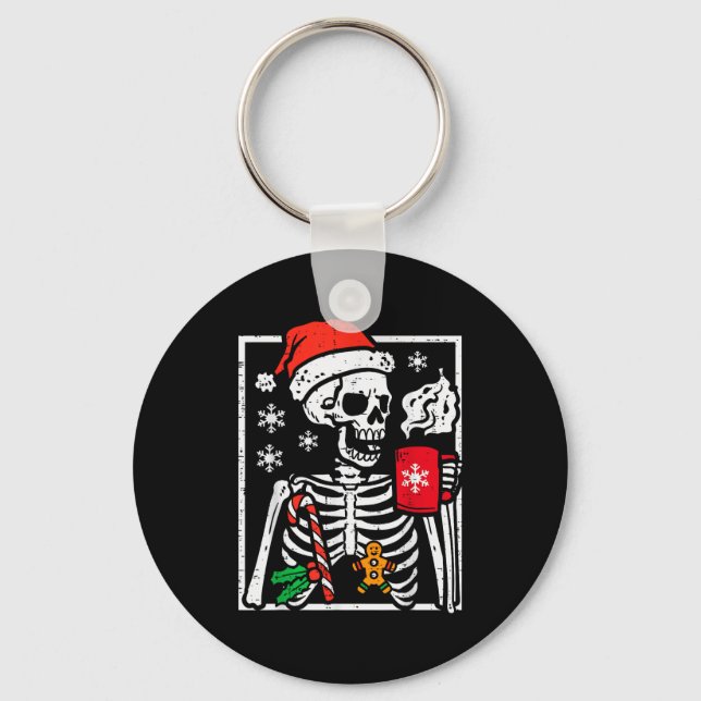 Christmas Skeleton Hot Chocolate Xmas Men Women Ki Keychain (Front)