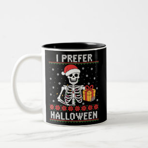 Christmas Skeleton I Prefer Halloween Ugly Xmas Two-Tone Coffee Mug
