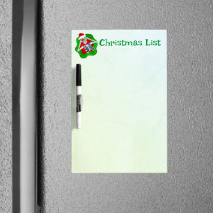 Christmas Skeleton in Red Green Blob Santa Hat Dry Erase Board