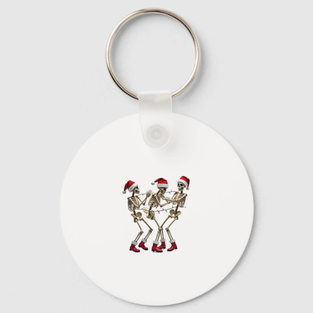 Christmas Skeleton Santa Dancing Lights (2) Keychain (Front)