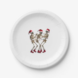 Christmas Skeleton Santa Dancing Lights (2) Paper Plates