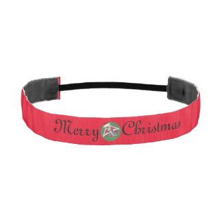 Christmas Skeleton Santa Hat in Wreath Red Athletic Headband
