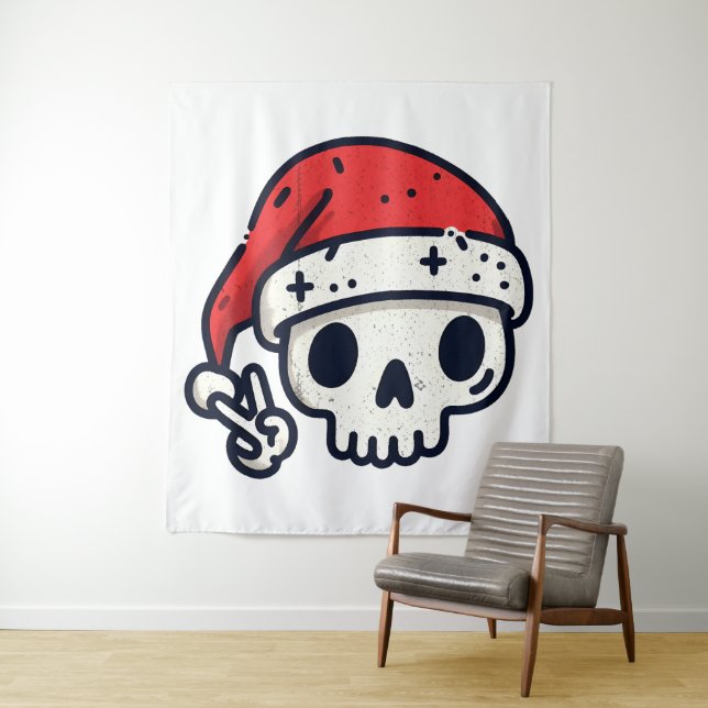 Christmas Skeleton Santa  Tapestry (In Situ)