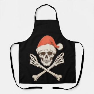 Christmas Skeleton Skull Santa Hat Xmas Holiday Apron