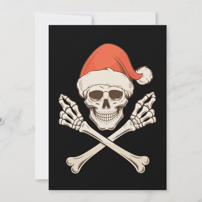 Christmas Skeleton Skull Santa Hat Xmas Holiday Card (Front)