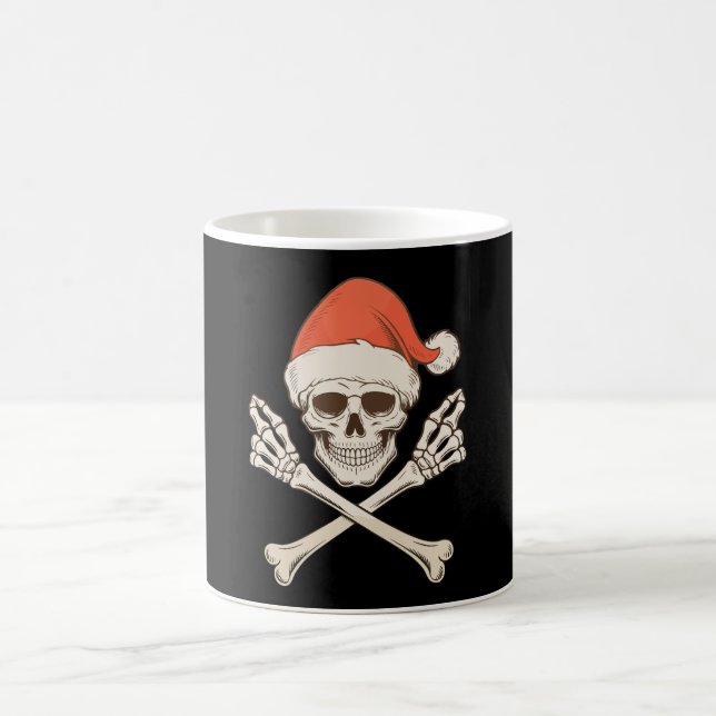 Christmas Skeleton Skull Santa Hat Xmas Holiday Coffee Mug (Center)