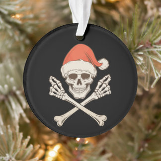 Christmas Skeleton Skull Santa Hat Xmas Holiday Ornament