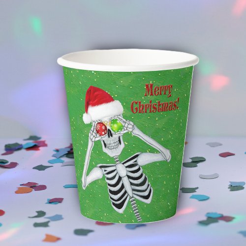 Christmas Skeleton Snowflake Ornaments Hat  Green Paper Cups