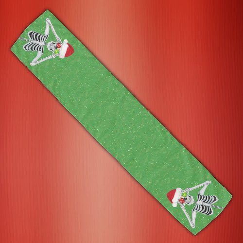 Christmas Skeletons With Hats and Ornaments Green Scarf