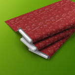 Christmas Sketch Doodles Red Fabric