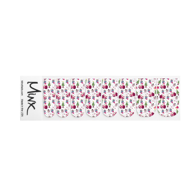 Christmas Sketch  Pattern Minx Nail Art (Left Hand)