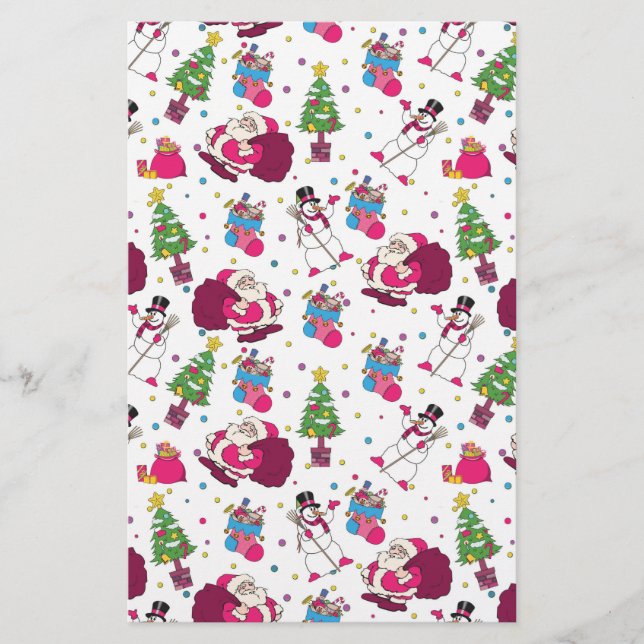 Christmas Sketch  Pattern Stationery (Front)