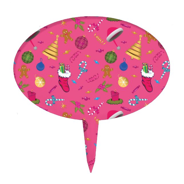 Christmas Sketch Seamless Pattern Cake Topper (Front)