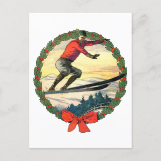 Christmas Ski Jump Holiday Postcard
