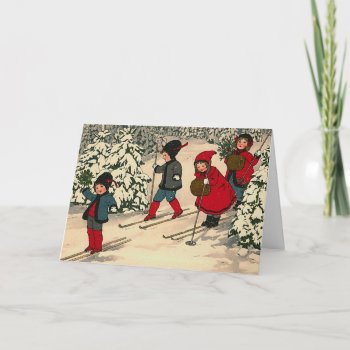 "christmas Skiing" Greeting Card by ChristmasVintage at Zazzle
