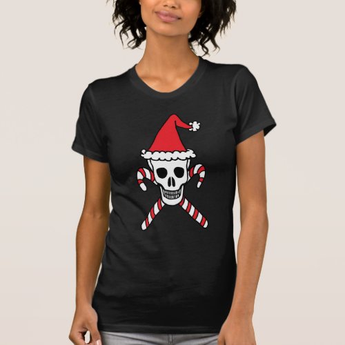 Christmas Skull and Candy Cane Crossbones T_Shirt