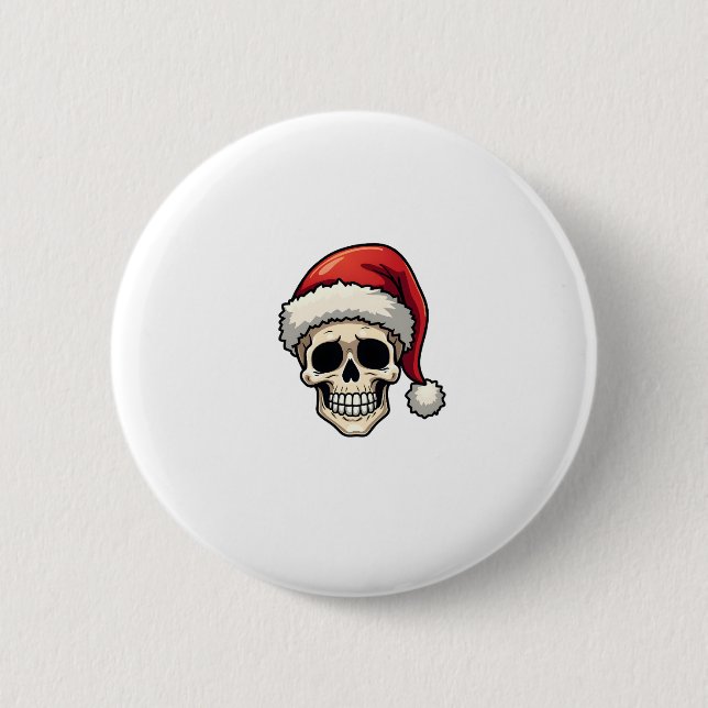 Christmas Skull Funny Santa XMES Men Women T-Shirt Button (Front)