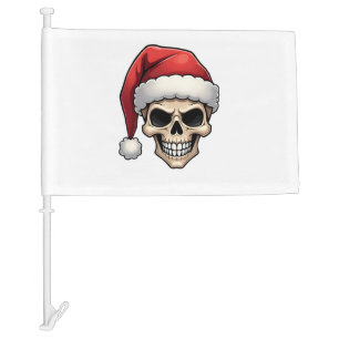 Christmas Skull Funny Santa XMES Men Women T-Shirt Car Flag