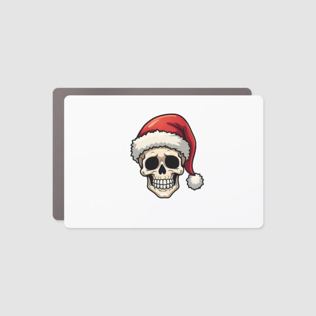 Christmas Skull Funny Santa XMES Men Women T-Shirt Car Magnet (Front)