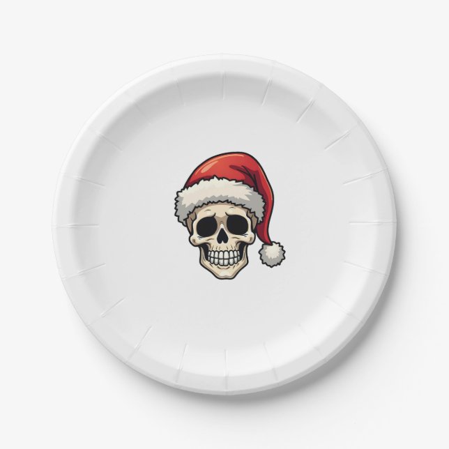 Christmas Skull Funny Santa XMES Men Women T-Shirt Paper Plates (Front)