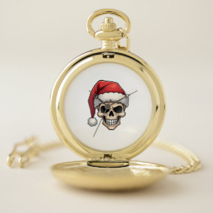 Christmas Skull Funny Santa XMES Men Women T-Shirt Pocket Watch