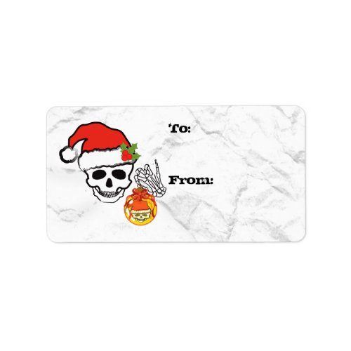 Christmas skull gift tag