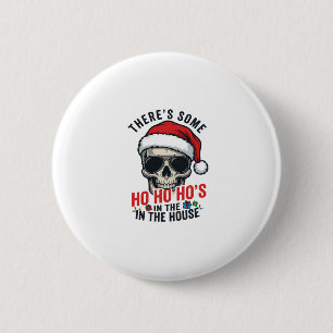Christmas Skull Ho Ho Ho Humor Design Button