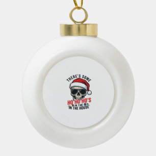 Christmas Skull Ho Ho Ho Humor Design Ceramic Ball Christmas Ornament