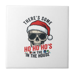Christmas Skull Ho Ho Ho Humor Design Ceramic Tile