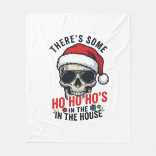 Christmas Skull Ho Ho Ho Humor Design Fleece Blanket