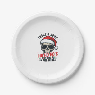 Christmas Skull Ho Ho Ho Humor Design Paper Plates
