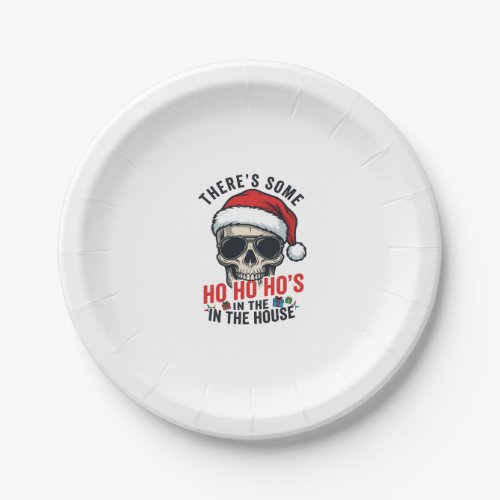 Christmas Skull Ho Ho Ho Humor Design Paper Plates