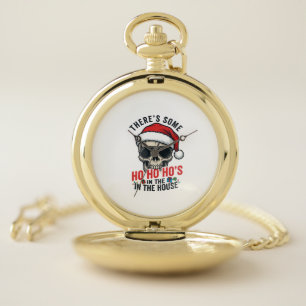 Christmas Skull Ho Ho Ho Humor Design Pocket Watch
