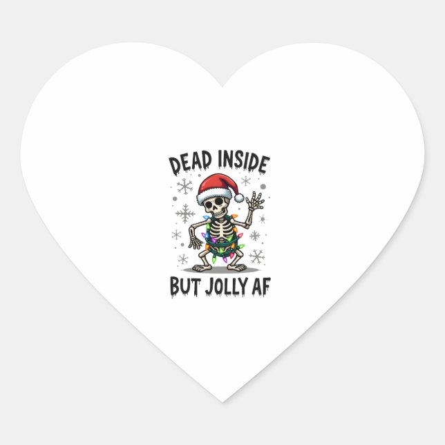 Christmas Skull Peace Dead Inside But Jolly Xmas M Heart Sticker (Front)