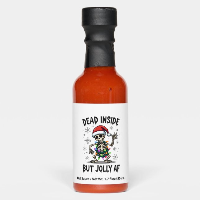Christmas Skull Peace Dead Inside But Jolly Xmas M Hot Sauces (Front)