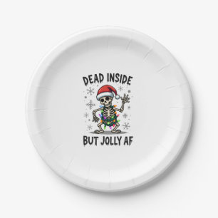 Christmas Skull Peace Dead Inside But Jolly Xmas M Paper Plates