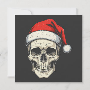 Christmas Skull Wearing Santa Hat Holiday Card