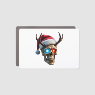 Christmas Skull with Santa Hat and Antlers Mystic  Car Magnet