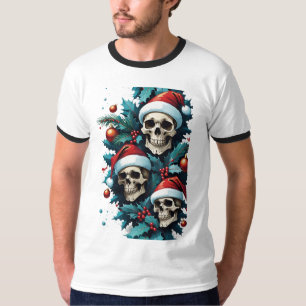 Christmas Skulls And Holly T-Shirt