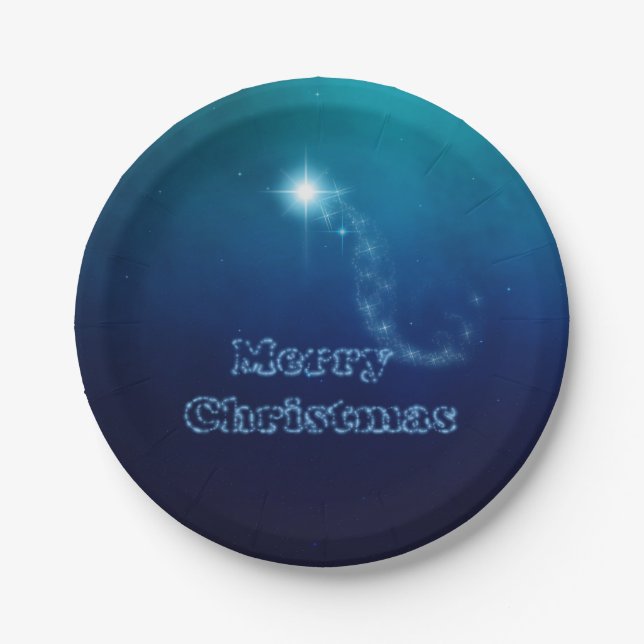 Christmas Sky Star of Bethlehem Paper Plates (Front)