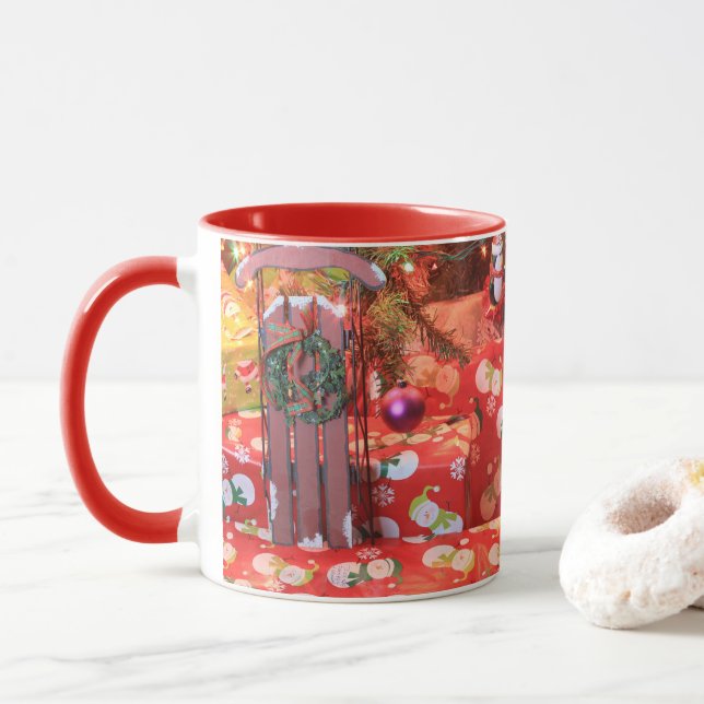 Christmas Sled Coffee Mug (Cup) (With Donut)