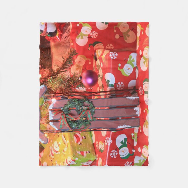 Christmas Sled Fleece Blanket (Front)