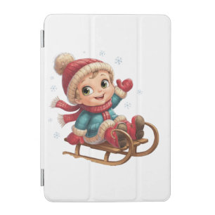 Christmas Sled Ride with Adorable Winter Child iPad Mini Cover