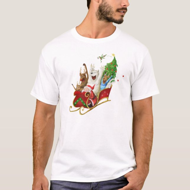 Christmas sledge funny digital drawing T-Shirt (Front)