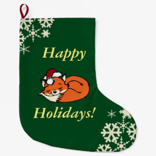 Christmas Sleeping Fox Large Christmas Stocking