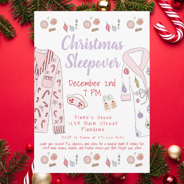 Christmas Sleepover Holiday Party Pajamas Robes  Invitation (Creator Uploaded)
