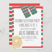 Christmas Sleepover Pajamas Pancakes Birthday Invitation